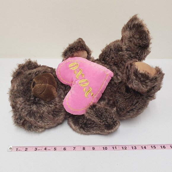 HugFun Brown Bear Valentine Heart XOXO Heart Pillow Stuffed Animal Plush - Picture 6 of 7